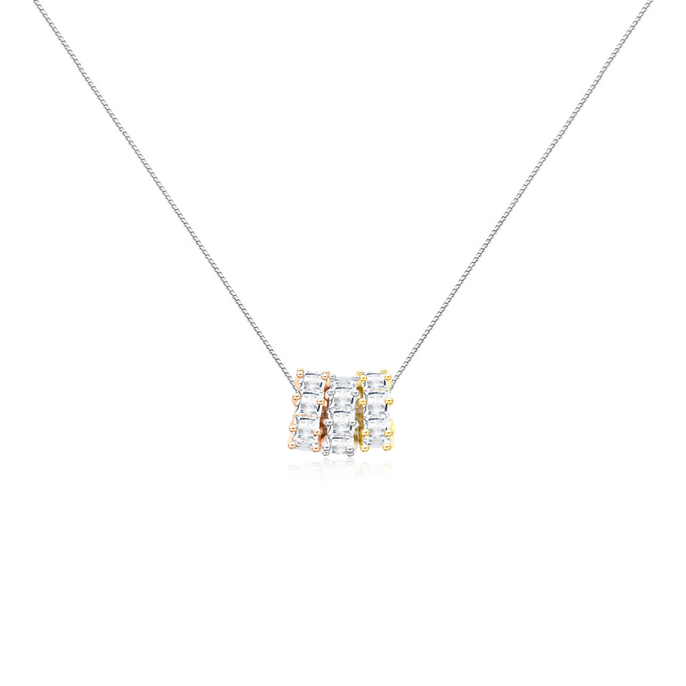 3pcs Zirconia Circles Necklace